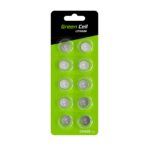 Green Cell Blister 10x Litiumbatteri CR1620 3V 70mAh Knapp