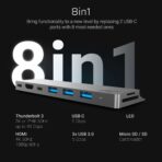 Green Cell Adapter HUB Green Cell Connect60 8in1 (Thunderbolt 3. USB-C. HDMI. 3x USB 3.0. SD. microSD) för MacBook Pro 13/15 "2016-2020 - Bild 3