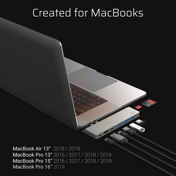 Green Cell Adapter HUB Green Cell Connect60 8in1 (Thunderbolt 3. USB-C. HDMI. 3x USB 3.0. SD. microSD) för MacBook Pro 13/15 "2016-2020 - Bild 4
