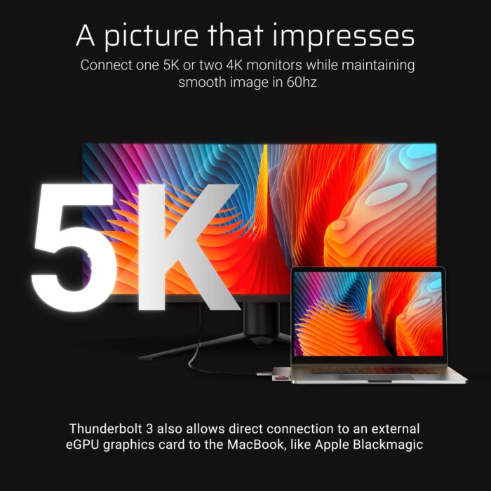 Green Cell Adapter HUB Green Cell Connect60 8in1 (Thunderbolt 3. USB-C. HDMI. 3x USB 3.0. SD. microSD) för MacBook Pro 13/15 "2016-2020 - Bild 5