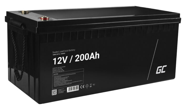 Green Cell AGM VRLA 12V 200Ah underhållsfri batteri för husbil. fotovoltaik. solpaneler. båtar. - Bild 1