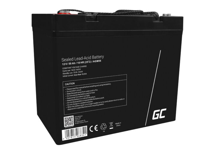 Green Cell AGM VRLA 12V 50Ah underhållsfri batteri för båtar. skotrar. husbilar. rullstolar. gräsklippare. - Bild 1