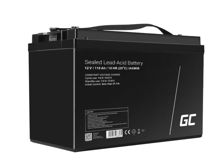 Green Cell AGM VRLA 12V 110Ah underhållsfri batteri för båtar. scootrar. husbilar. rullstolar. gräsklippare. - Bild 1
