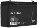 Green Cell AGM VRLA 6V 14Ah underhållsfri batteri för larmsystem. kassaapparat. leksaker.
