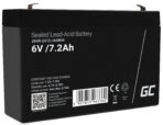 Green Cell AGM VRLA 6V 7.2Ah underhållsfri batteri för larmsystem. kassaapparat. leksaker.