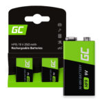 Gröna Cell Återuppladdningsbara Batterier 2x 9V HF9 Ni-MH 250mAh