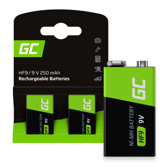 Gröna Cell Återuppladdningsbara Batterier 2x 9V HF9 Ni-MH 250mAh - Bild 1