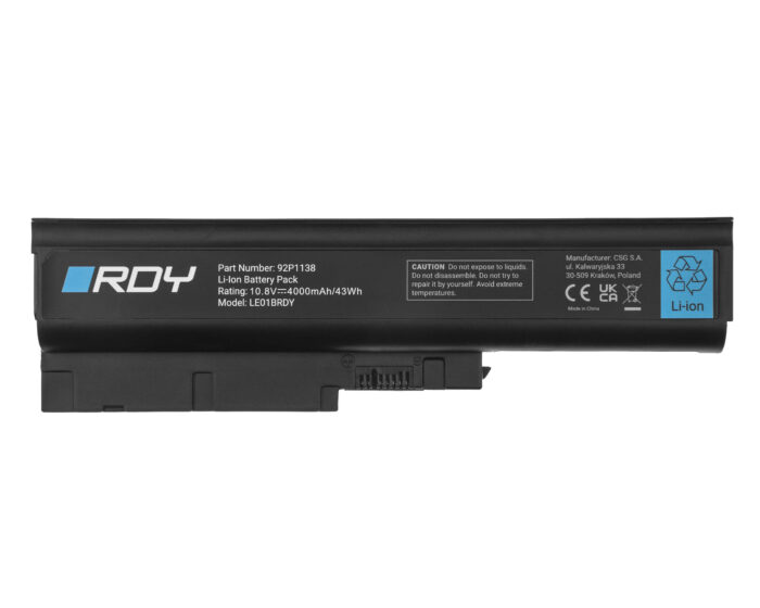 Batteri RDY 42T4504 42T4513 92P1138 92P1139 för Lenovo ThinkPad R60 R60e R61 R61e R61i R500. - Bild 3