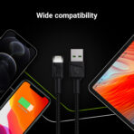 Green Cell Kabel Ray USB-A - Lightning Vit LED 200cm med stöd för Apple 2.4A snabbladdning. - Bild 4