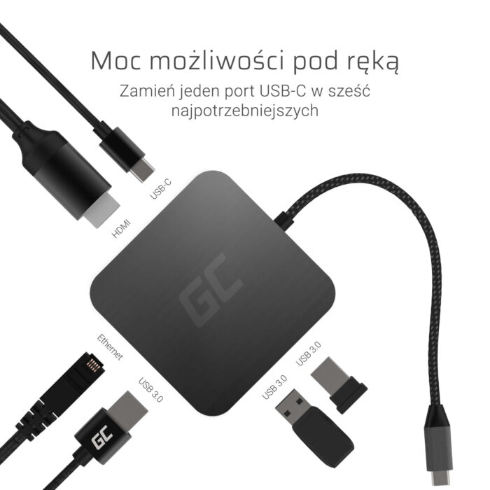 Green Cell HUB USB-C HDMI - 7 portar för MacBook Pro. Dell XPS. Lenovo X1 Carbon och andra. - Bild 4