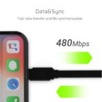Green Cell kabel GCmatte Lightning Flat kabel 25 cm med snabbladdning Apple 2.4A. - Bild 5