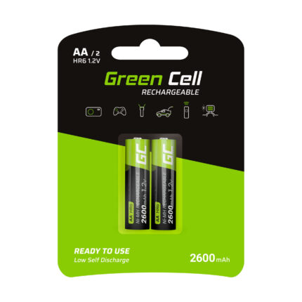 Gröna Cell Återladdningsbara Batterier 2x AA HR6 2600mAh