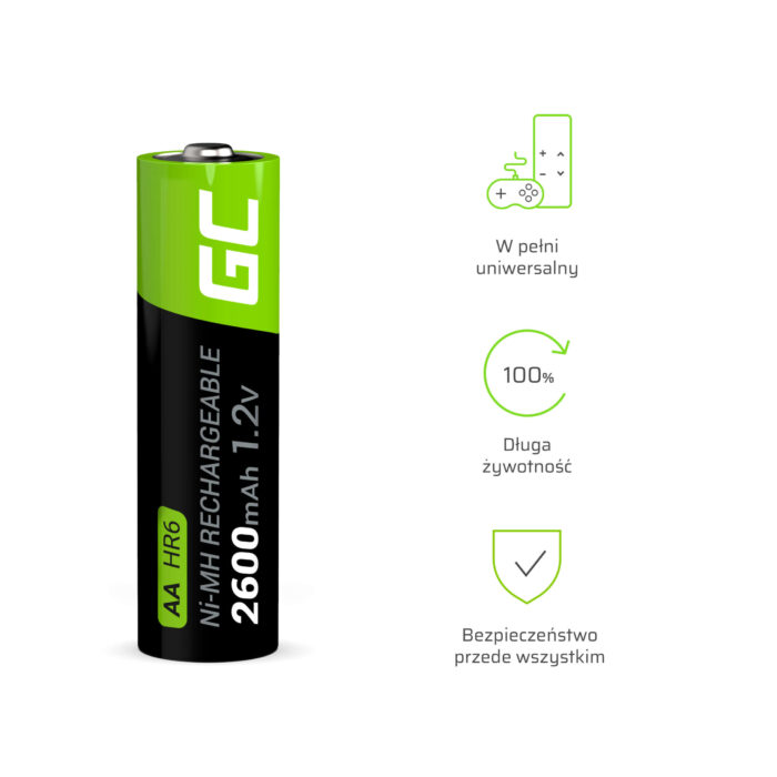 Gröna Cell Återladdningsbara Batterier 2x AA HR6 2600mAh - Bild 3