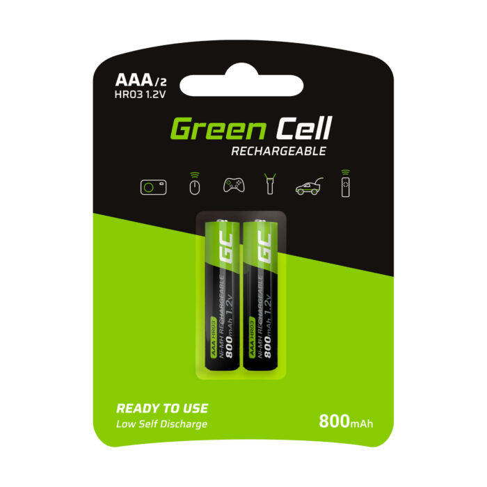 Green Cell Återladdningsbara Batterier 2x AAA HR03 800mAh. - Bild 1