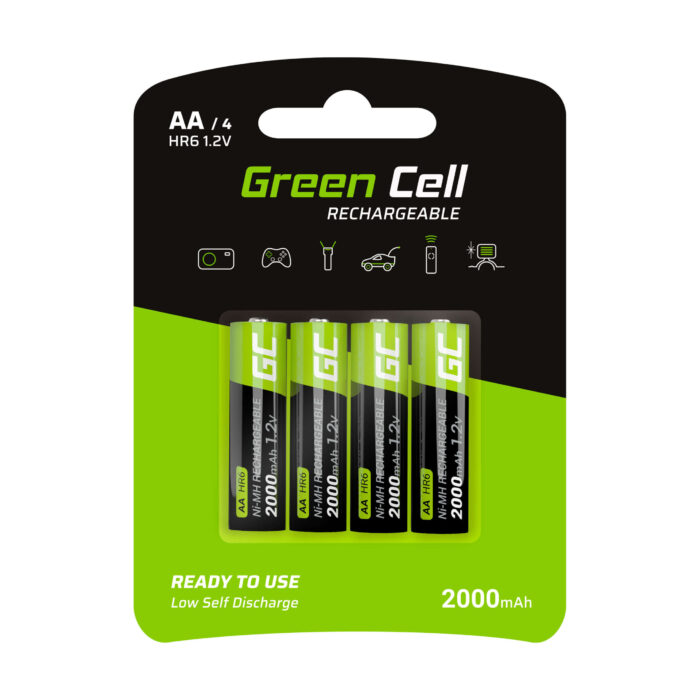 Green Cell Uppladdningsbara Batterier 4x AA HR6 2000 mAh - Bild 1