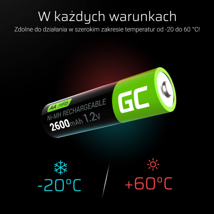 Gröna Cell Återuppladdningsbara Batterier 4x AA R6 2600mAh - Bild 5
