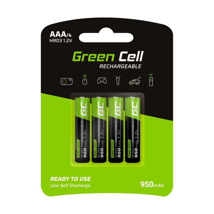 Gröna Cell Återuppladdningsbara Batterier 4x AAA HR03 950mAh - Bild 1