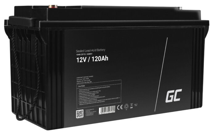 Green Cell AGM VRLA 12V 120Ah underhållsfri batteri för husvagnar. fotovoltaik. solpaneler. båtar. - Bild 1