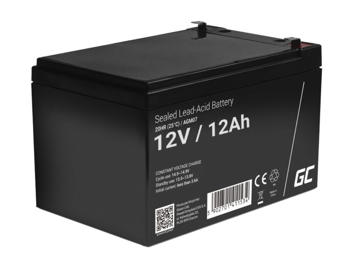 Green Cell AGM VRLA 12V 12Ah underhållsfria batteri för larmsystem. kassaregister. leksaker. - Bild 1