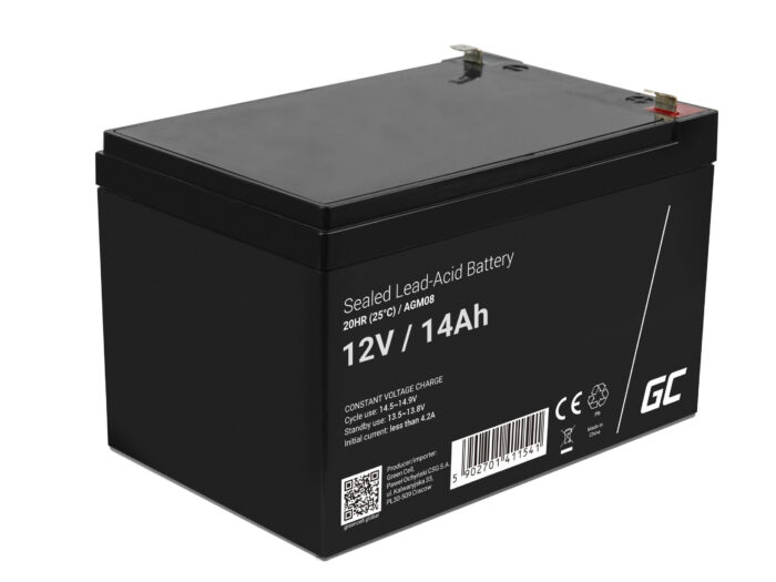 Green Cell AGM VRLA 12V 14Ah underhållsfri batteri för larmsystem. kassaregister. leksaker. - Bild 1