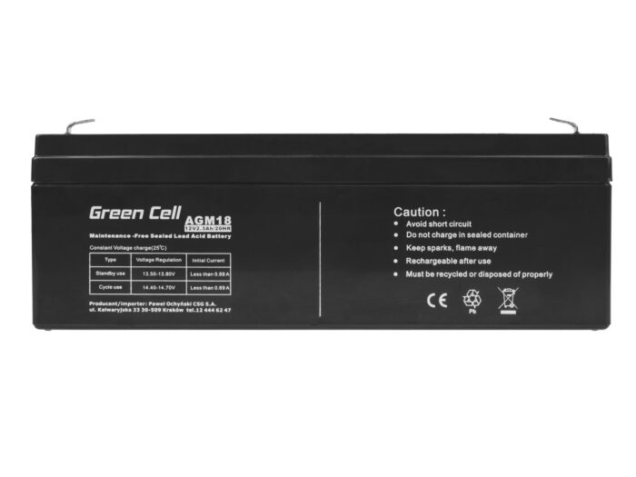 Green Cell AGM VRLA 12V 2.3Ah underhållsfri batteri för larmsystem. kassaregister. leksaker. - Bild 5