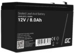 Green Cell AGM VRLA 12V 8Ah underhållsfri batteri för larmsystem. kassaapparat. leksaker.