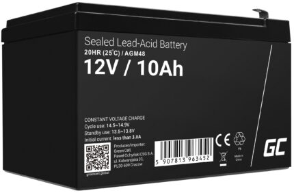 Green Cell AGM VRLA 12V 10Ah underhållsfri batteri för UPS-enheter.