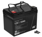 Green Cell AGM VRLA 12V 33Ah underhållsfri batteri för gräsklippare. skoter. båt. rullstol.