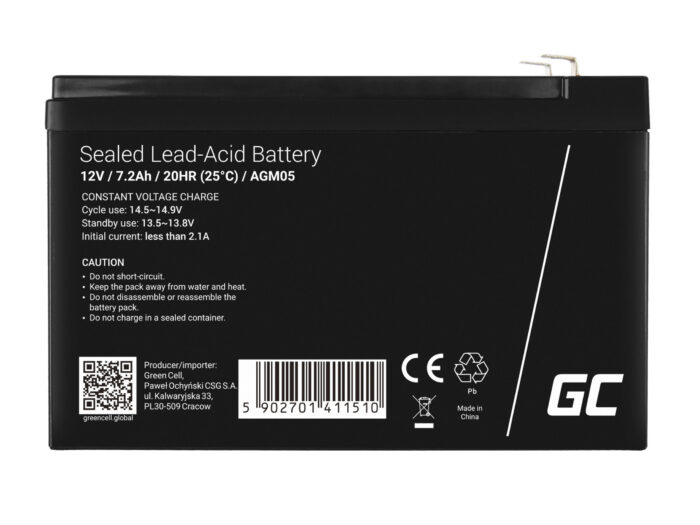 Green Cell AGM VRLA 12V 7.2Ah underhållsfri batteri för larmsystem. kassaapparat. leksaker. - Bild 5
