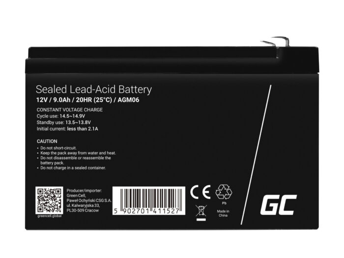 Green Cell AGM VRLA 12V 9Ah underhållsfri batteri för UPS-enheter. - Bild 2