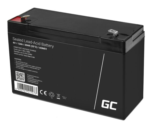 Green Cell AGM VRLA 6V 12Ah underhållsfri batteri för alarmsystem. kassaapparat. leksaker. - Bild 3