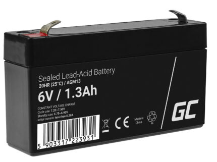 Green Cell AGM VRLA 6V 1.3Ah underhållsfri batteri för larmsystem. kassaapparat. leksaker.