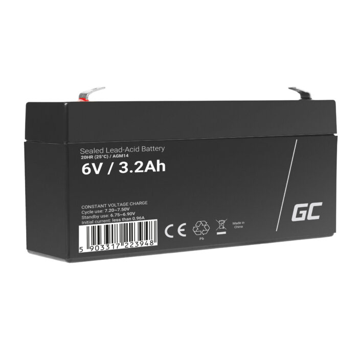 Green Cell AGM VRLA 6V 3.2Ah underhållsfri batteri för larmsystem. kassaapparat. leksaker. - Bild 1