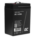 Green Cell AGM VRLA 6V 4.5Ah underhållsfri batteri för larmsystem. kassaapparat. leksaker.
