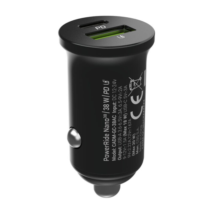 Green Cell Bil laddare 38W Green Cell PowerRide Nano38 med USB-C USB-A Power Delivery och Ultra Charge Snabbladdning. - Bild 2