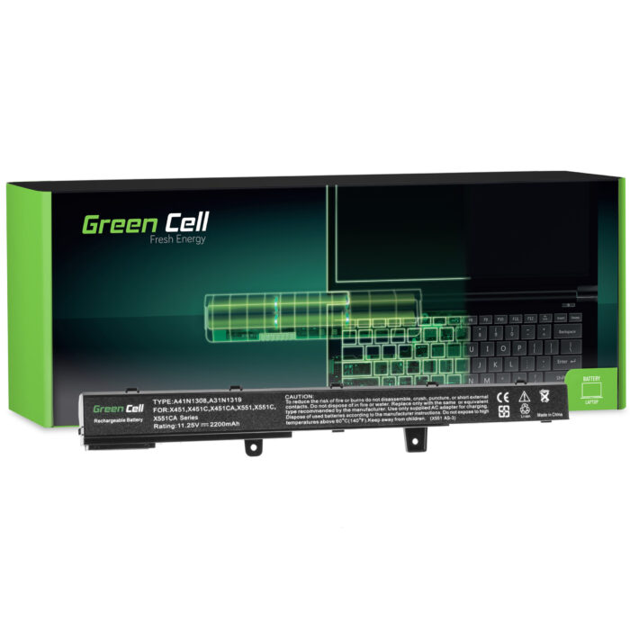 Green Cell Batteri A31N1319 A41N1308 för Asus X551 X551C X551CA X551M X551MA X551MAV F551 F551C F551M R512C R512CA R553L. - Bild 1
