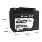 Green Cell CUBE AGM IP54 12V 40Ah VRLA Batteri Gel djupcykel skoter gräsklippare båt pråm gräsklippare traktor fiskebåt. - Bild 3