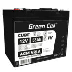 Green Cell CUBE AGM IP54 12V 55Ah VRLA-batteri Gel djupcykel skoter gräsklippare båt pråm gräsklippare traktor fiskebåt.