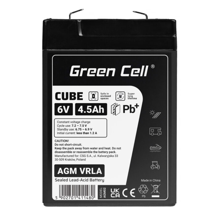 Green Cell CUBE AGM IP54 6V 4Ah VRLA Batteri Gel djupcykel skoter gräsklippare båt pråm gräsklippare traktor fiskebåt. - Bild 5