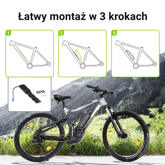Green Cell E-cykel Batteri 48V 18Ah 864Wh Down Tube Ebike EC5 för Samebike. SMLRO med laddare. - Bild 5