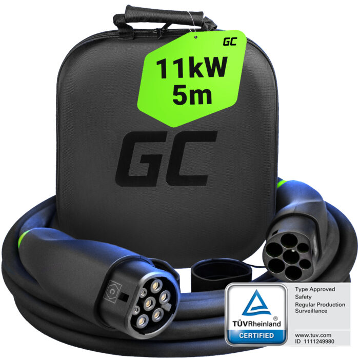 Green Cell Snap Typ 2 EV Laddkabel 11kW 7m för Tesla Model Y 3 S X. VW ID.4. Kia EV6. Hyundai IONIQ 5. Ford Mach-E. - Bild 1