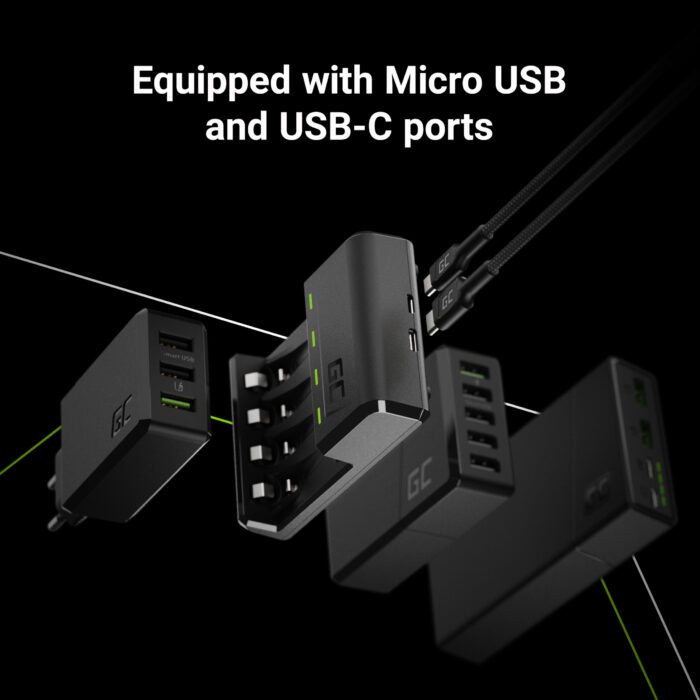 Green Cell VitalCharger Ni-MH AA och AAA batteriladdare med Micro USB och USB-C port. - Bild 3