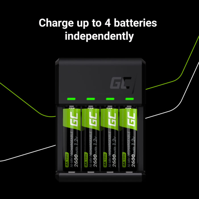 Green Cell VitalCharger Ni-MH AA och AAA batteriladdare med Micro USB och USB-C port. - Bild 5