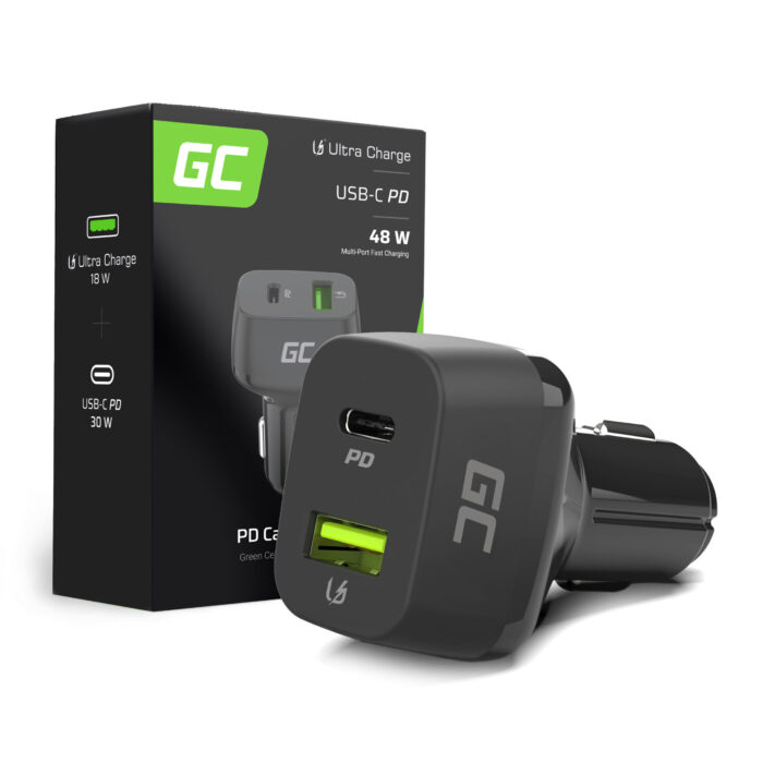 Green Cell Bil laddare USB-C 48W (Power Delivery 30W. QC 3.0) - Bild 1