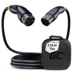 Green Cell Snap Typ 2 EV Laddningskabel 11 kW 7 m för Tesla Model 3 S X Y. VW ID.3. ID.4. Kia EV6. Hyundai IONIQ 5. Ford Mach-E.