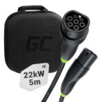 Green Cell Snap Typ 2 EV Laddningskabel 22 kW 5 m för Tesla Model 3 S X Y. VW ID.3. ID.4. ID.5. Kia EV6. Audi E-Tron. Fiat 500e.