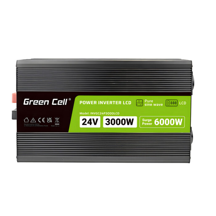 Green Cell Strömomvandlare LCD 24 V 3000W/60000W fordonsomvandlare med display - ren sinusvåg. - Bild 2