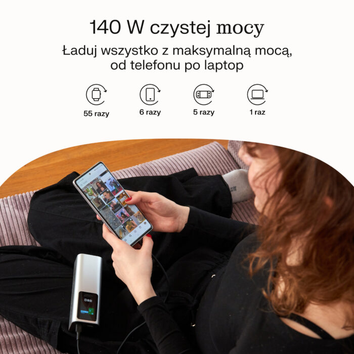 Greencell Powerbank 25200mAh 140W PD USB-C med snabbladdning för Laptop. MacBook. iPhone 16 15 14 Pro Max. Samsung Galaxy S25 - Bild 2
