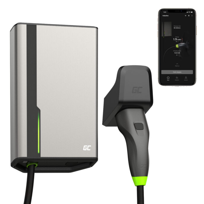 Green Cell HabuDen Wallbox 22kW 32A 5m Kabel Typ 2 Smart EV Laddningsstation med Green Cell App Bluetooth WiFi. - Bild 1