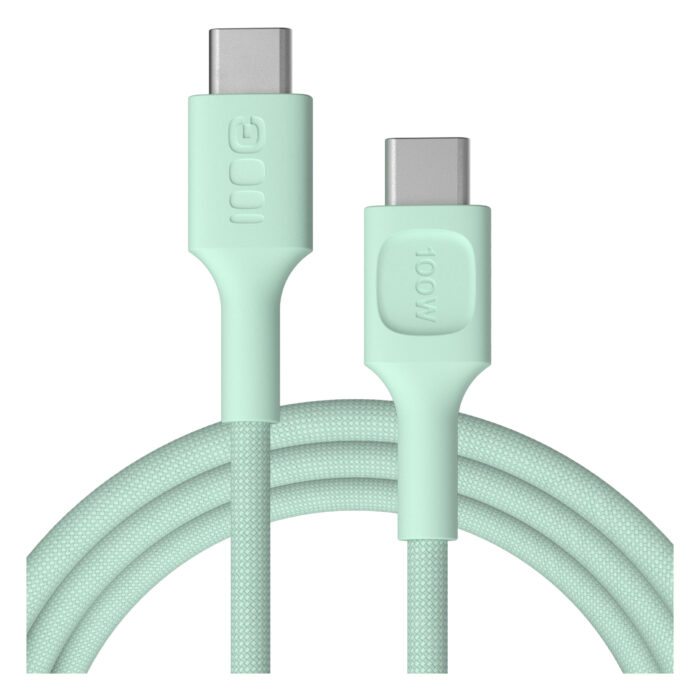 USB-C-kabel 2m 100W Greencell PowerStream Snabbladdning PD Mintgrön. - Bild 1